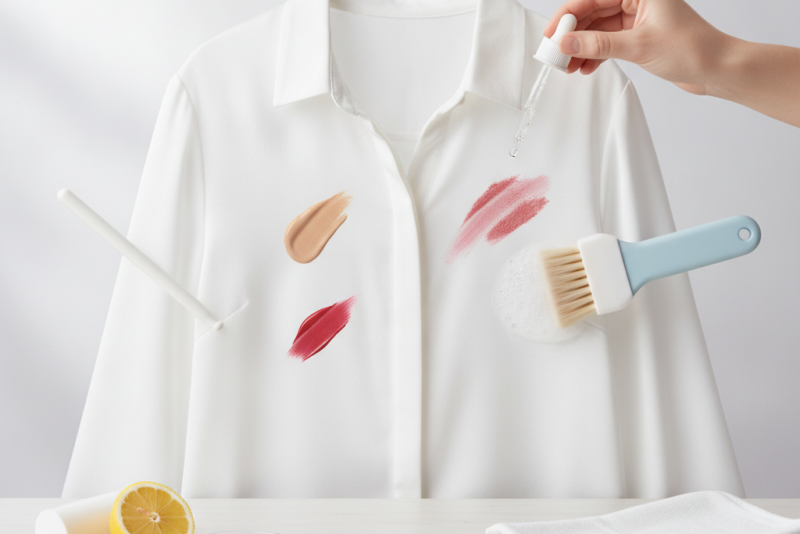 Remoção de manchas de base e batom na roupa: guia eficaz