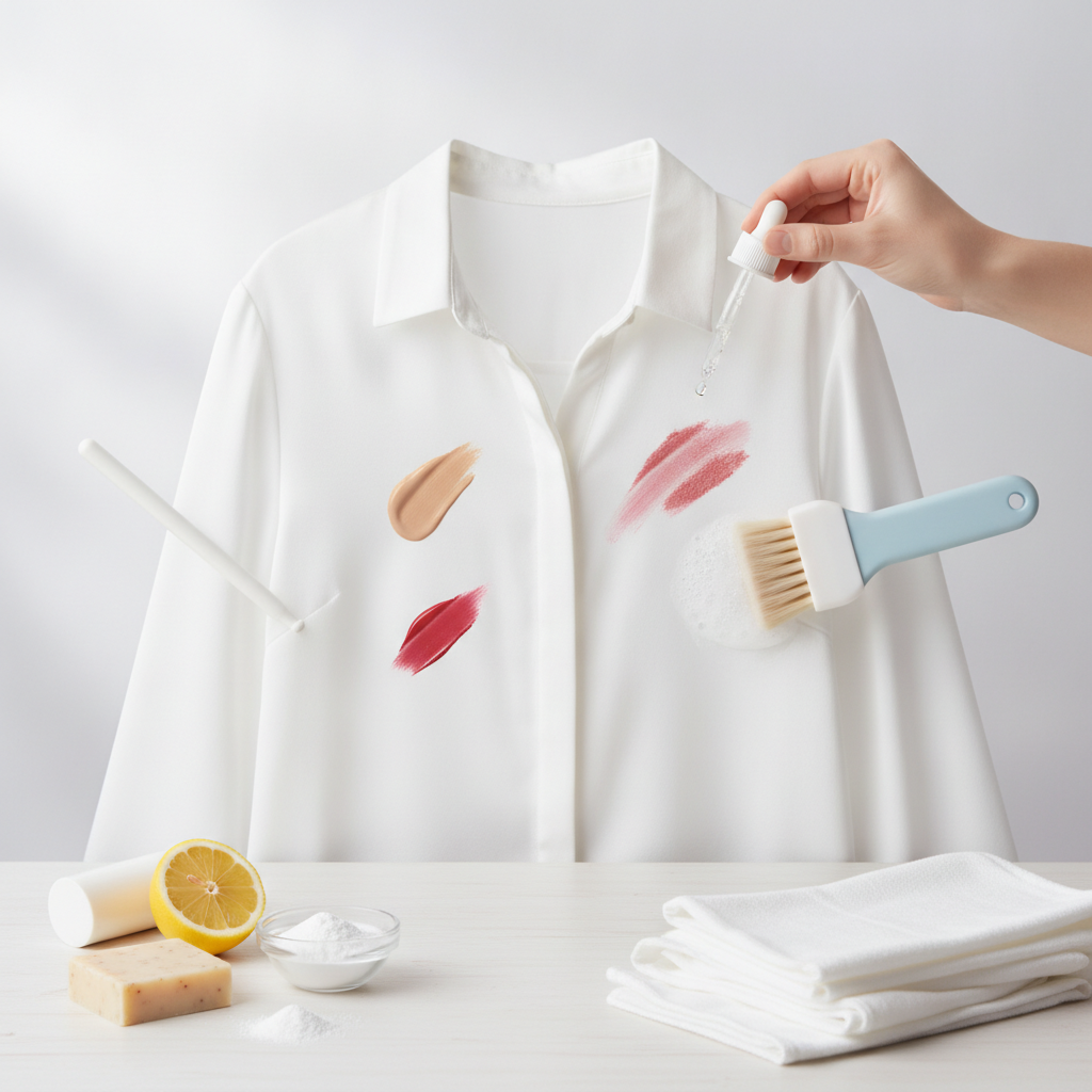 Remoção de manchas de base e batom na roupa: guia eficaz